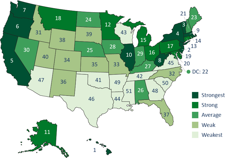 Figure 3 showing union strength in resources and membership concentrated in the Northeast and Pacific West