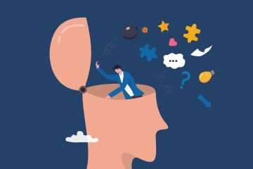 man unpacking thoughts