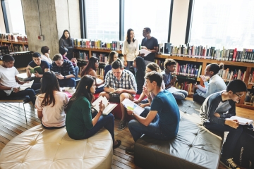 Students in a library