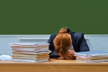 Upset school teacher