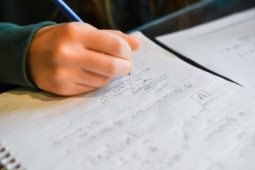 Student doing algebra