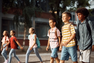 Students walking to school