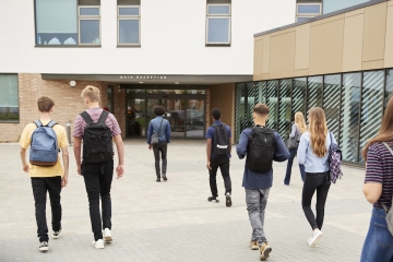 Students entering a school