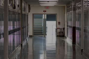 Empty school hallway