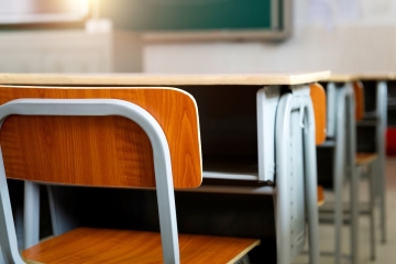 Empty desk in a classroom