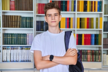 Student in a library