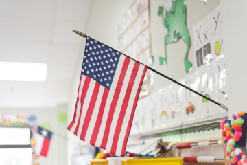 Flag in elementary school classroom