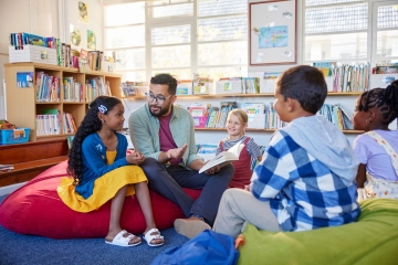 Students and teacher in a classroom