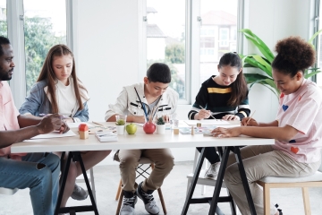 Students and teacher in a classroom