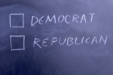 Chalkboard with democrats and republicans