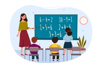 Math teacher with students