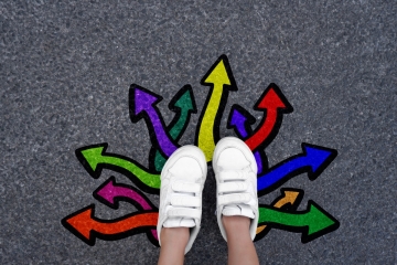 Feet with arrows in different directions
