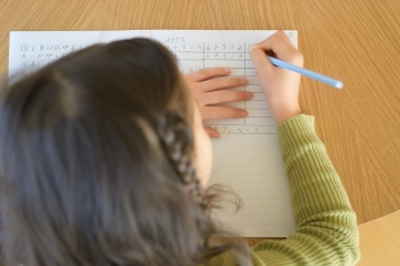 Female student doing math