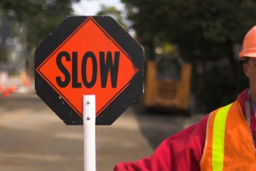 Slow road sign