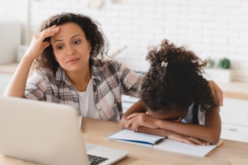Parent and child doing homework