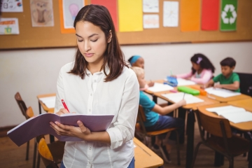 Teacher and students in a classroom