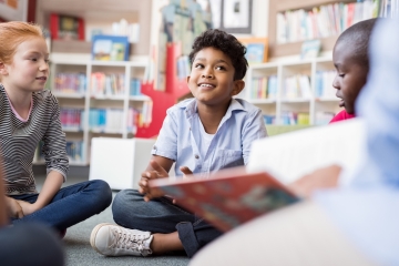 Students in a library