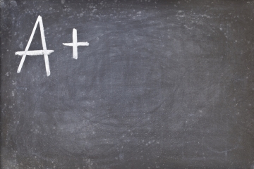 School grade on a chalkboard