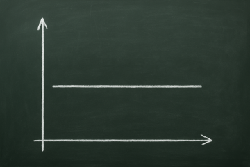 Flat line graph on chalkboard