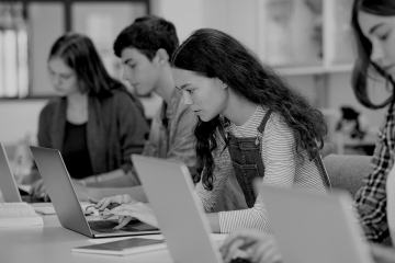 Students on computers at school