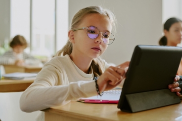 Student using a tablet