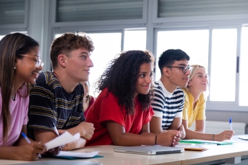 Students paying attention in class