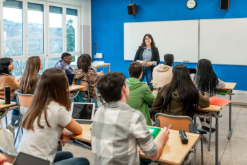 Teacher teaching students in a classroom