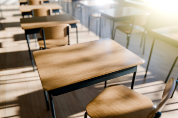 Empty classroom desk