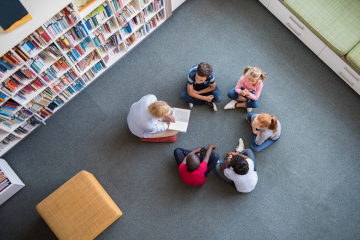 students reading