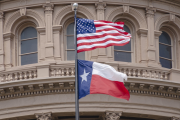 American and Texas flags