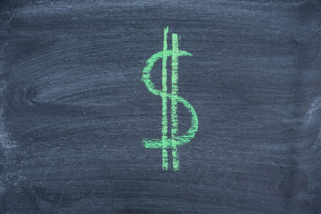 Dollar sign on chalkboard