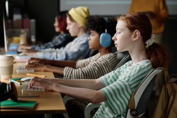 Students on computers