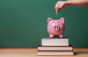 Piggy bank and chalkboard