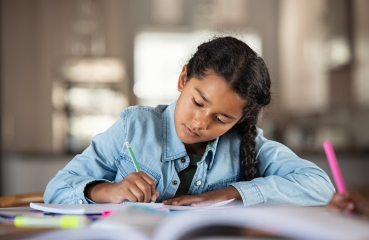 Female student doing homework
