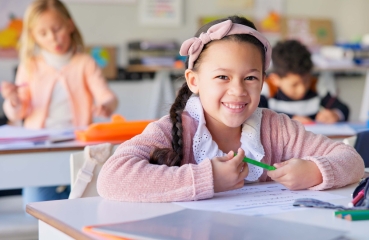 Happy child in school