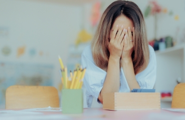 Upset school teacher