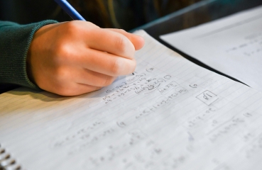 Student doing algebra