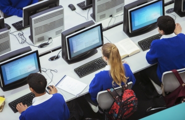 Students in a school computer lab