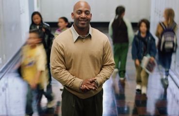 School principal in a hallway