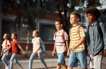 Students walking to school