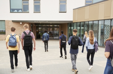 Students entering a school