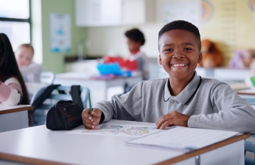 Happy child in school