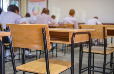 Empty desk in a classroom