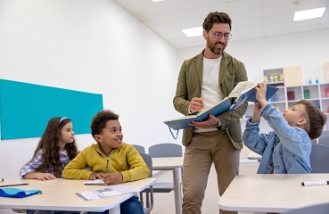 Teacher speaking to students