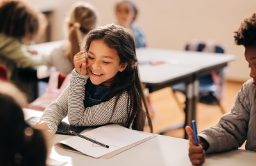 Happy student in school