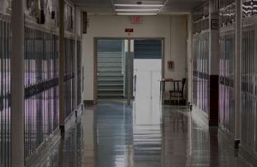 Empty school hallway