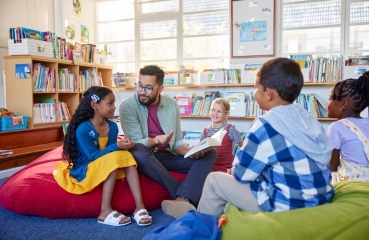 Students and teacher in a classroom