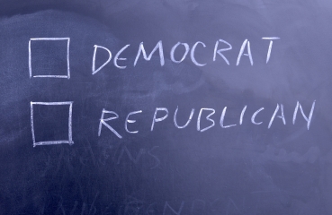 Chalkboard with democrats and republicans