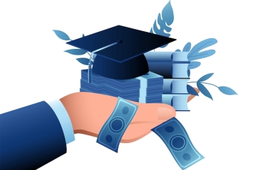 Image of hand with money and graduation cap