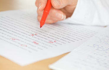 Paper with red ink
